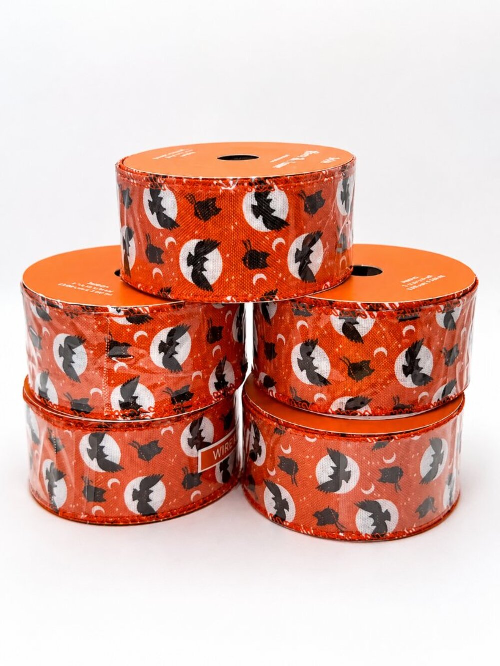 Halloween Full Moon Bat Wired Edge Ribbon Spool Bundle Lot Spooky Crafting